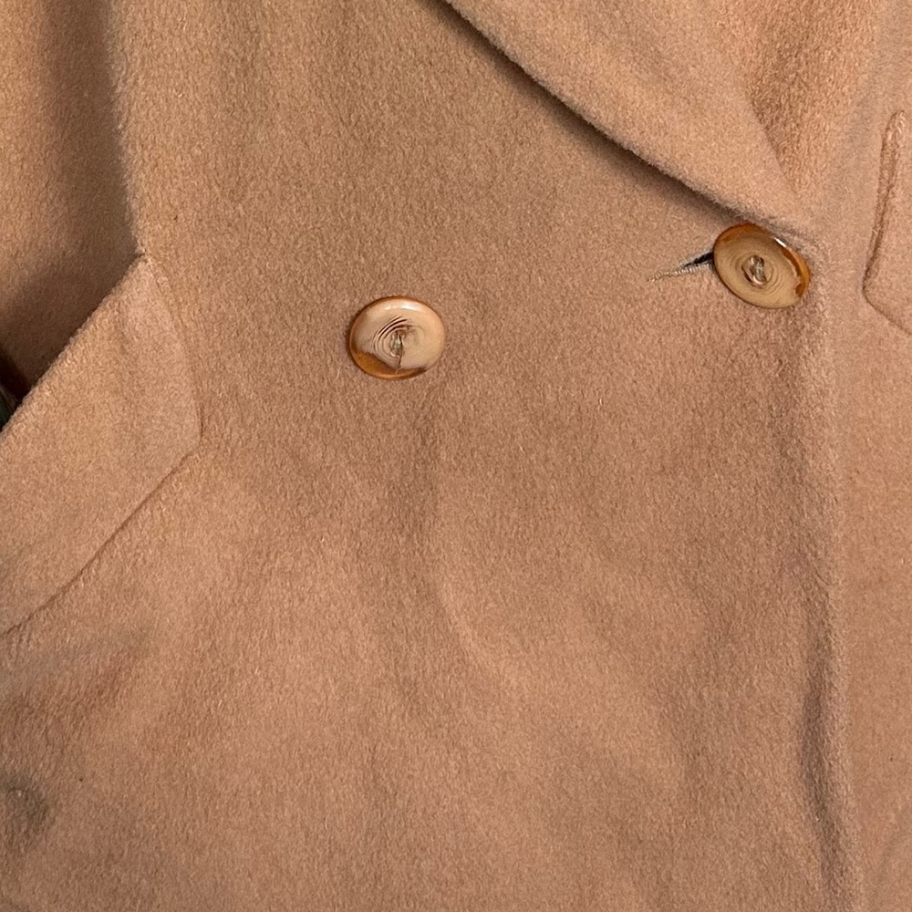 Vintage Julia Klein Wool Camel Tan Longline Trench Winter Neutral Coat Size 12 - Picture 5 of 11
